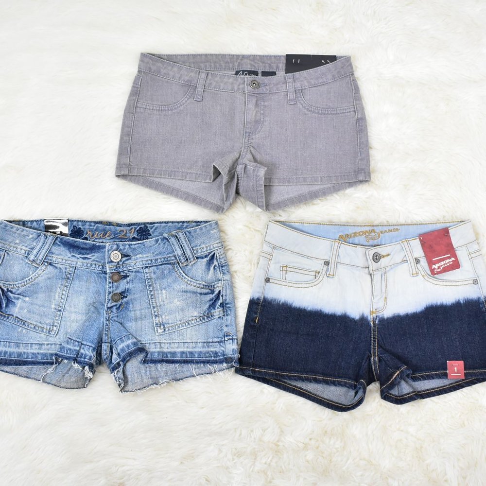 Y2K‎ Rue 21 Low Rise Denim Micro Mini Jean Shorts Size 1 Lot 2000s